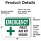 Signmission First Aid Kit Inside With Symbol, 7 in W x Rectangle, Vinyl Decal OS-2PACK-EM-D-57-L-10372 - alternate 3